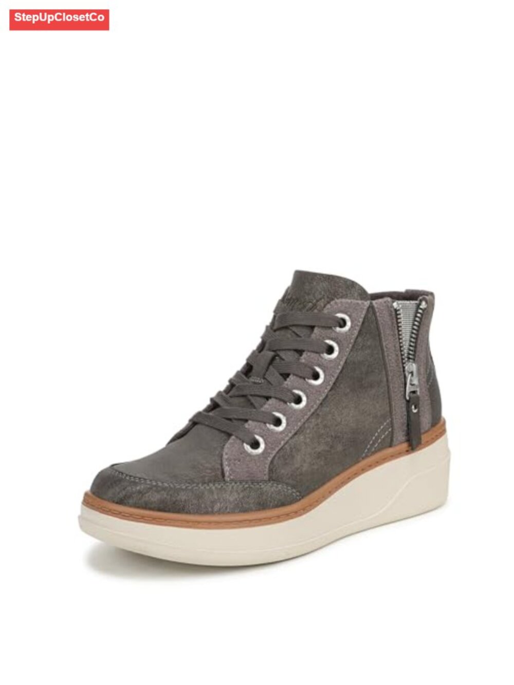 Wedge Sneaker Bootie Lace Up Faux Leather Ankle Boots Comfort